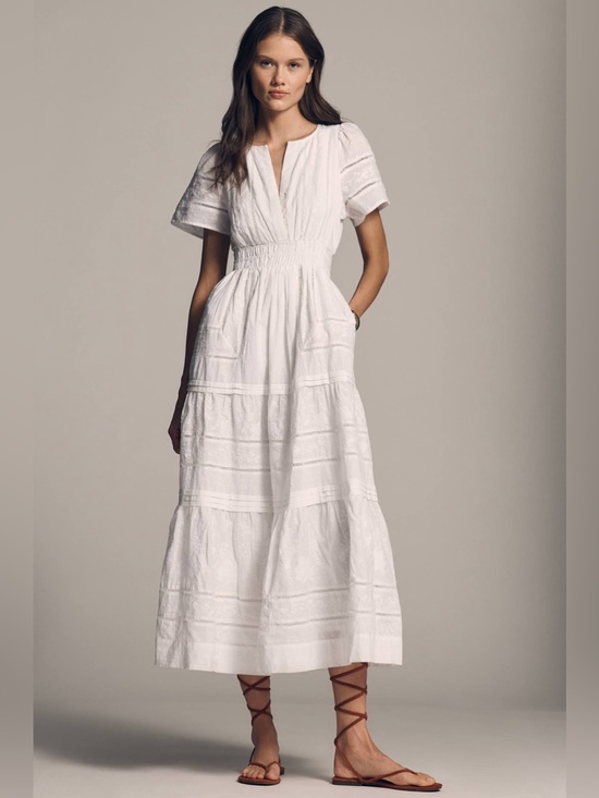 Anthropologie Dresses & Skirts - Anthropologie Somerset Maxi Dress White Tiered Cotton